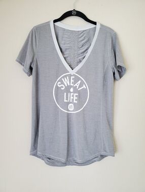 Lululemon Womens V Neck Tee Runner Up Sweat Life Gray Sz M or 8